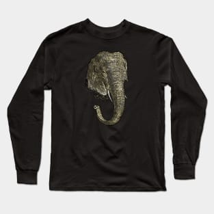 Graphic Novel Style Head And Trunk Of An Asiatic Elephant Vector Long Sleeve T-Shirt